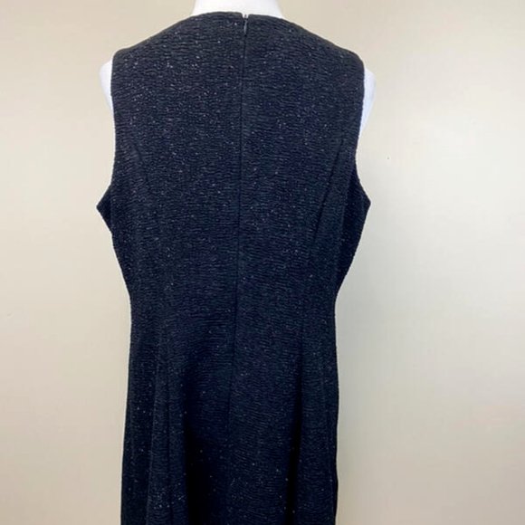 Alyx 18 Black Silver Glitter Sparkle Keyhole Cutout Neckline Dress Crinkle - Picture 4 of 6